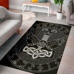 Mjolnir And Scandinavian Runes Print Area Rug