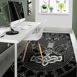 Mjolnir And Scandinavian Runes Print Area Rug
