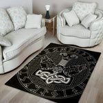 Mjolnir And Scandinavian Runes Print Area Rug