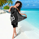 Mjolnir And Scandinavian Runes Print Beach Sarong Wrap