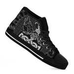 Mjolnir And Scandinavian Runes Print Black High Top Shoes