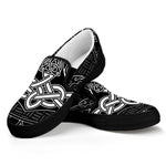 Mjolnir And Scandinavian Runes Print Black Slip On Shoes