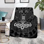 Mjolnir And Scandinavian Runes Print Blanket