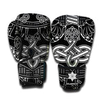 Mjolnir And Scandinavian Runes Print Boxing Gloves