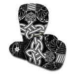 Mjolnir And Scandinavian Runes Print Boxing Gloves