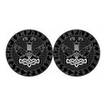 Mjolnir And Scandinavian Runes Print Car Coasters