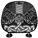 Mjolnir And Scandinavian Runes Print Car Headrest Covers
