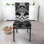 Mjolnir And Scandinavian Runes Print Dining Chair Slipcover