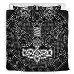 Mjolnir And Scandinavian Runes Print Duvet Cover Bedding Set