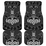 Mjolnir And Scandinavian Runes Print Front and Back Car Floor Mats