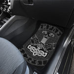 Mjolnir And Scandinavian Runes Print Front and Back Car Floor Mats