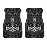 Mjolnir And Scandinavian Runes Print Front Car Floor Mats