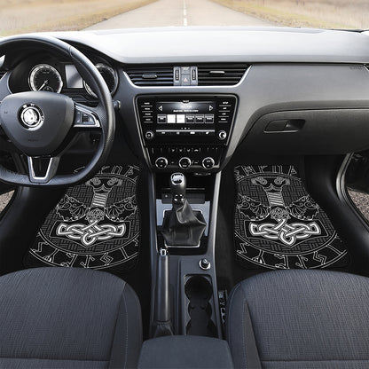 Mjolnir And Scandinavian Runes Print Front Car Floor Mats
