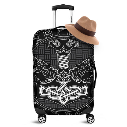 Mjolnir And Scandinavian Runes Print Luggage Cover