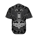 Mjolnir And Scandinavian Runes Print Men's Baseball Jersey