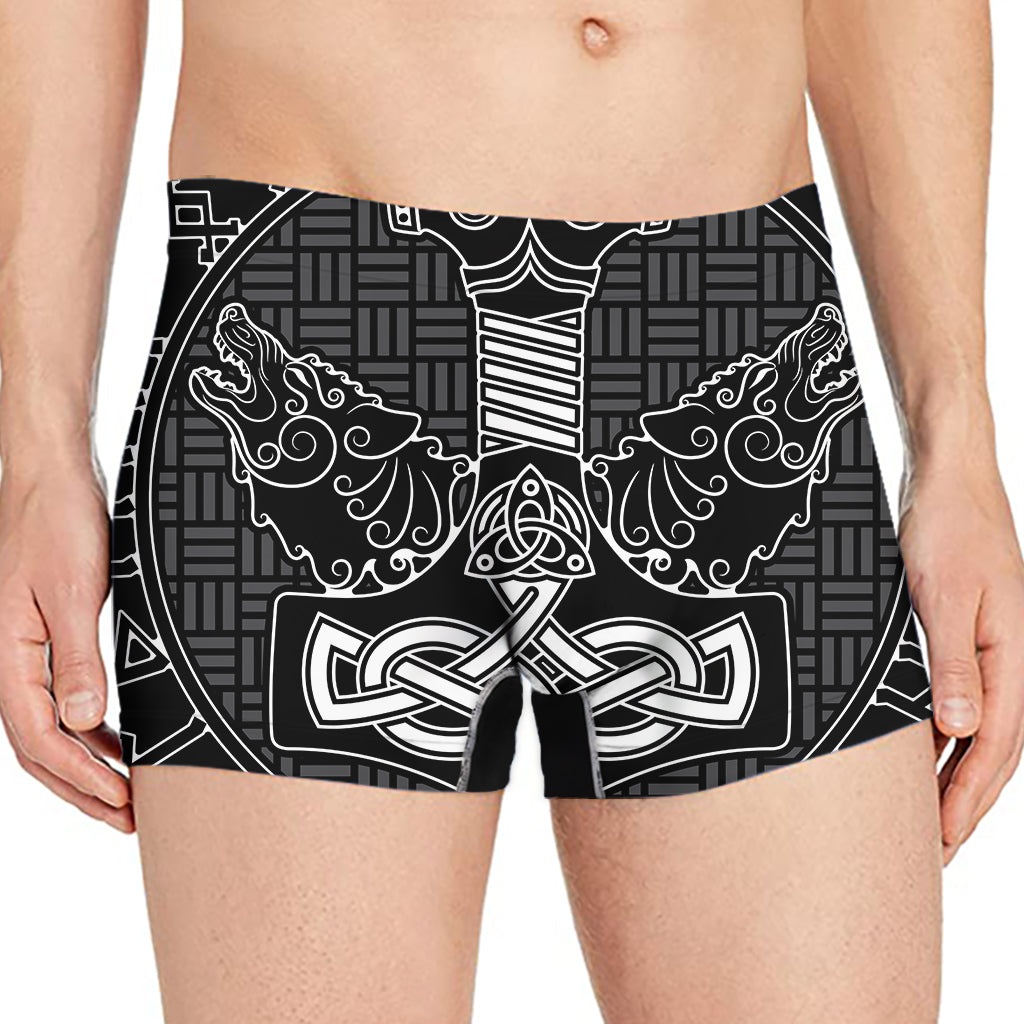 Mjolnir And Scandinavian Runes Print Men's Boxer Briefs