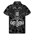 Mjolnir And Scandinavian Runes Print Men's Short Sleeve Shirt