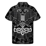 Mjolnir And Scandinavian Runes Print Men's Short Sleeve Shirt