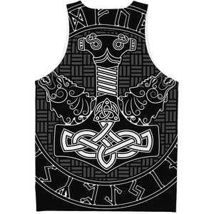 Mjolnir And Scandinavian Runes Print Men's Tank Top