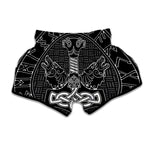 Mjolnir And Scandinavian Runes Print Muay Thai Boxing Shorts