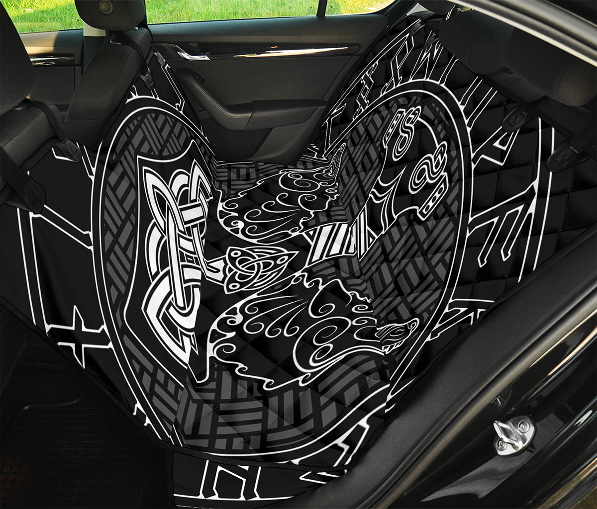 Mjolnir And Scandinavian Runes Print Pet Car Back Seat Cover