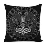 Mjolnir And Scandinavian Runes Print Pillow Cover