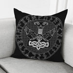 Mjolnir And Scandinavian Runes Print Pillow Cover