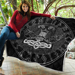 Mjolnir And Scandinavian Runes Print Quilt