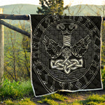Mjolnir And Scandinavian Runes Print Quilt