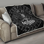 Mjolnir And Scandinavian Runes Print Quilt