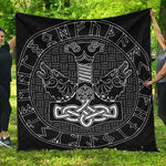 Mjolnir And Scandinavian Runes Print Quilt