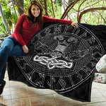Mjolnir And Scandinavian Runes Print Quilt