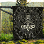 Mjolnir And Scandinavian Runes Print Quilt