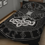 Mjolnir And Scandinavian Runes Print Quilt Bed Set