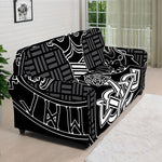 Mjolnir And Scandinavian Runes Print Sofa Cover