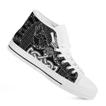 Mjolnir And Scandinavian Runes Print White High Top Shoes