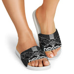 Mjolnir And Scandinavian Runes Print White Slide Sandals