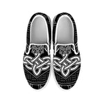 Mjolnir And Scandinavian Runes Print White Slip On Shoes