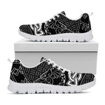 Mjolnir And Scandinavian Runes Print White Sneakers