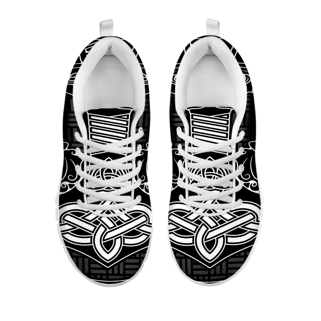 Mjolnir And Scandinavian Runes Print White Sneakers