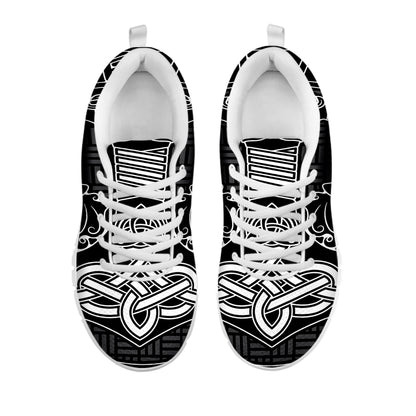 Mjolnir And Scandinavian Runes Print White Sneakers