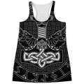 Mjolnir And Scandinavian Runes Print Women's Racerback Tank Top
