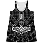 Mjolnir And Scandinavian Runes Print Women's Racerback Tank Top