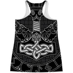 Mjolnir And Scandinavian Runes Print Women's Racerback Tank Top