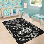Mjolnir And Younger Futhark Print Area Rug