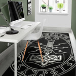 Mjolnir And Younger Futhark Print Area Rug