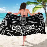 Mjolnir And Younger Futhark Print Beach Sarong Wrap