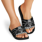 Mjolnir And Younger Futhark Print Black Slide Sandals