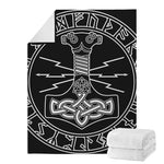 Mjolnir And Younger Futhark Print Blanket