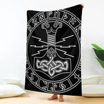 Mjolnir And Younger Futhark Print Blanket